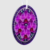 Cirkelvormige paarse orchidee bloemstuk ornament (voorkant)