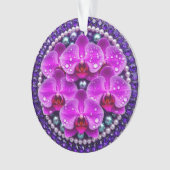 Cirkelvormige paarse orchidee bloemstuk ornament (voorkant)