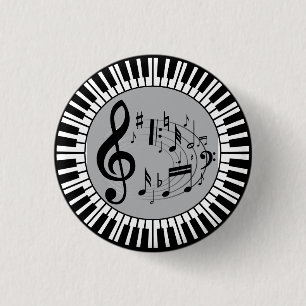 cirkelvormige pianosleutels en Muzieknoten Ronde Button 3,2 Cm
