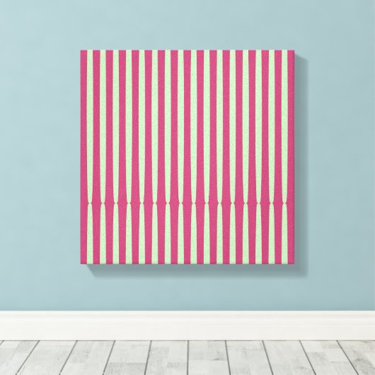 Cirkelvormige strepen in limoen en rood. canvas afdruk (Insitu (Houten vloer))