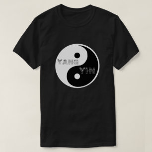 Cirkelvormige Taijitu Yin en Yang symbool op zwart T-shirt