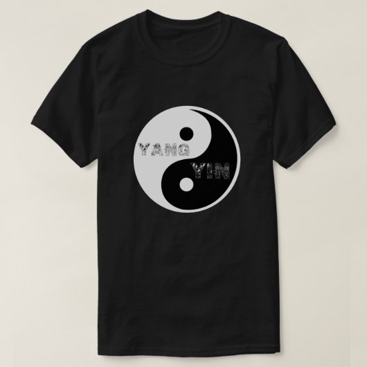 Cirkelvormige Taijitu Yin en Yang symbool op zwart T-shirt (Design voorkant)