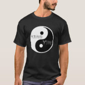 Cirkelvormige Taijitu Yin en Yang symbool op zwart T-shirt (Voorkant)