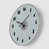 Cirkelvormige zilver/grijze Art Deco-klok (LGE) Grote Klok (Hoek)