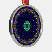 Cirkelwiel van Transcendental Blue Kaleidoscope Metalen Ornament (Rechts)