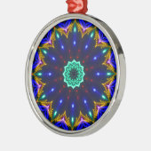 Cirkelwiel van Transcendental Blue Kaleidoscope Metalen Ornament (Links)