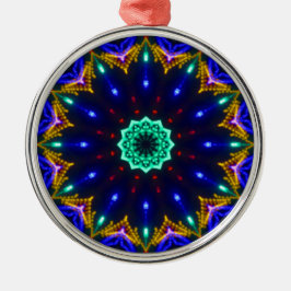 Cirkelwiel van Transcendental Blue Kaleidoscope Metalen Ornament
