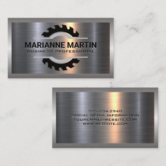 Cirkelzaag | Metaal Aluminium  Visitekaartje (Voorkant / Achterkant)