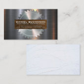 cirkelzaag metallisch hout visitekaartje (Voorkant / Achterkant)