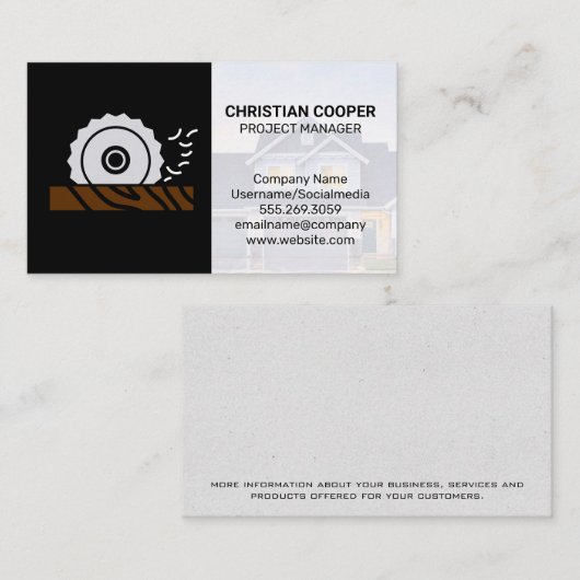 Cirkelzagen en hout | Visitekaartje voor thuisrepa (Voorkant / Achterkant)