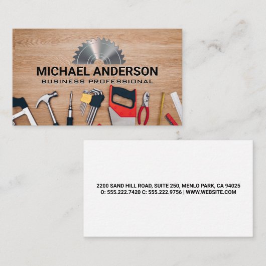 Cirkelzagen | Hardwarehulpmiddelen Visitekaartje (Voorkant / Achterkant)