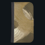 Cirkelzandstorm in Tan en donkerbruin Galaxy S4 Portemonnee Hoesje<br><div class="desc">Er wordt veel beweging getoond in dit schilderij van Megan Meagher. De draaikolken van kleur zien eruit als cirkelvormige zandstormen die het canvas oversteken. Zet dit vandaag op je muur!</div>