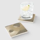 Cirkelzandstorm in Tan en donkerbruin Stenen Onderzetter (Zijkant)