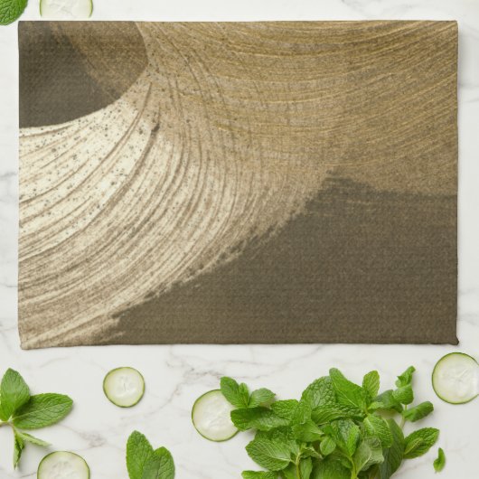 Cirkelzandstorm in Tan en donkerbruin Theedoek (Gevouwen)