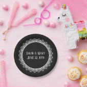 Cirkelzijde op zwart leder papieren bordje (Feest)