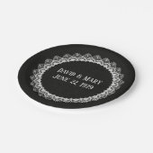 Cirkelzijde op zwart leder papieren bordje (Gekanteld)