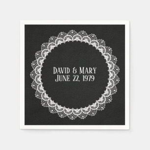 Cirkelzijde op zwart leder servet