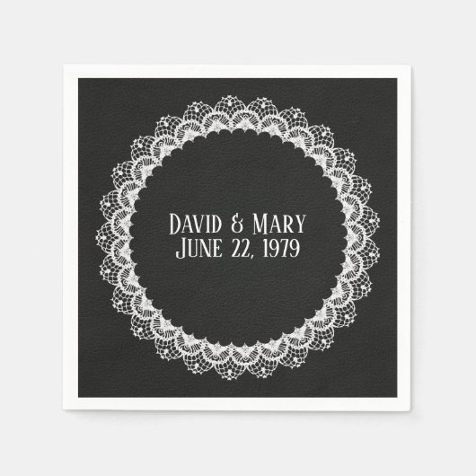 Cirkelzijde op zwart leder servet (Voorkant)