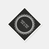 Cirkelzijde op zwart leder servet (Hoek)