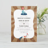 Cirkus verjaardagsfeestje in vintage stijl kaart (Staand voorkant)