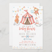 Cirkusdieren Geslacht Neutrale Baby Shower Uitnodi Kaart (Voorkant / Achterkant)