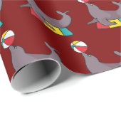Cirkusuitvoerende zeehond cadeaupapier (Rol Hoek)