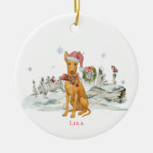 Cirneco dell’Etna Hond Waterverf Monogram Keramisch Ornament (Voorkant)