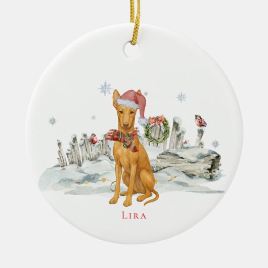 Cirneco dell’Etna Hond Waterverf Monogram Keramisch Ornament (Voorkant)