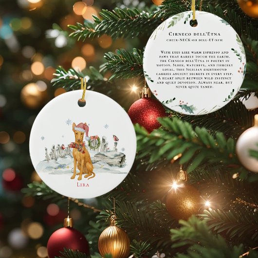 Cirneco dell’Etna Hond Waterverf Monogram Keramisch Ornament