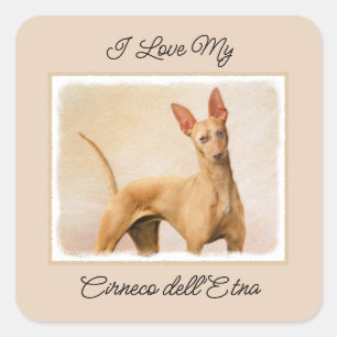 Cirneco dell'Etna Painting - Cute Original Dog Art Vierkante Sticker
