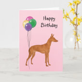 Cirneco dell'Etna, Verjaardagsballonnen Kaart (Gele Bloem)