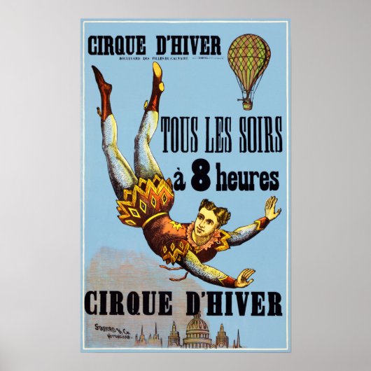 CIRQUE D’ HIV/ Franse Acrobat Circus Poster (Voorkant)