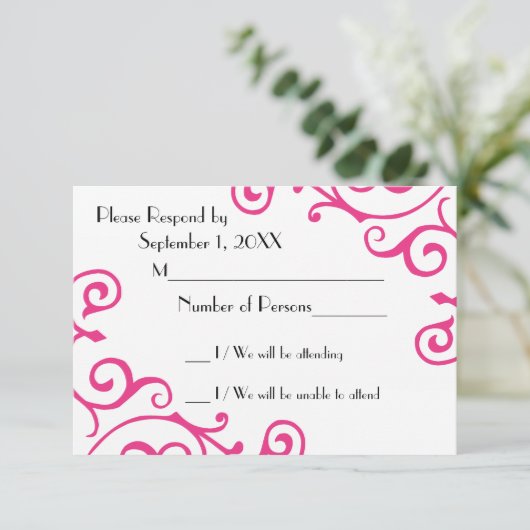 Cirrus Ivory (Magenta) RSVP-kaart RSVP Kaartje (Staand voorkant)