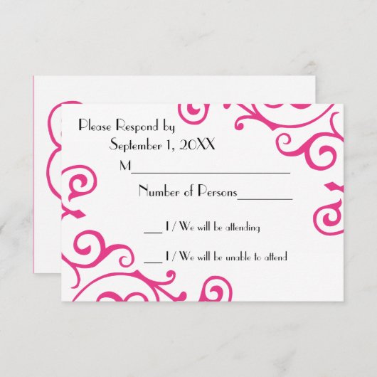 Cirrus Ivory (Magenta) RSVP-kaart RSVP Kaartje (Voorkant / Achterkant)
