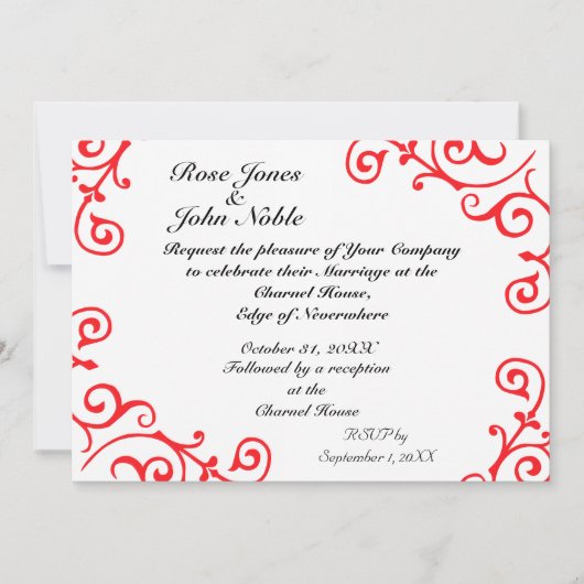 Cirrus Ivory (Ruby) Wedding Invitation Kaart (Voorkant)
