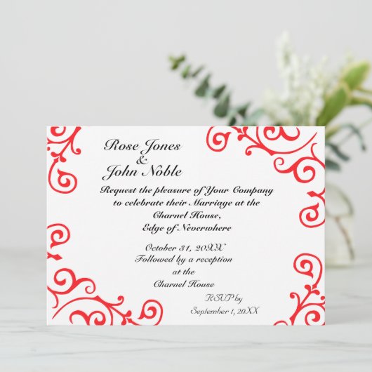 Cirrus Ivory (Ruby) Wedding Invitation Kaart (Staand voorkant)