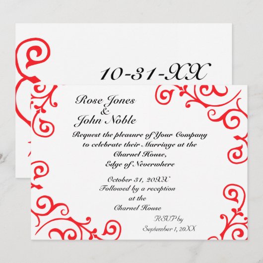 Cirrus Ivory (Ruby) Wedding Invitation Kaart (Voorkant / Achterkant)