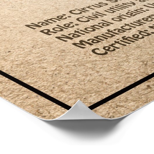 Cirrus SR22 - Vliegtuig Blauwdruk Tekenplannen SD Poster (Hoek)