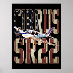 Cirrus SR22 vliegtuig vintage Verenigde Staten vla Poster