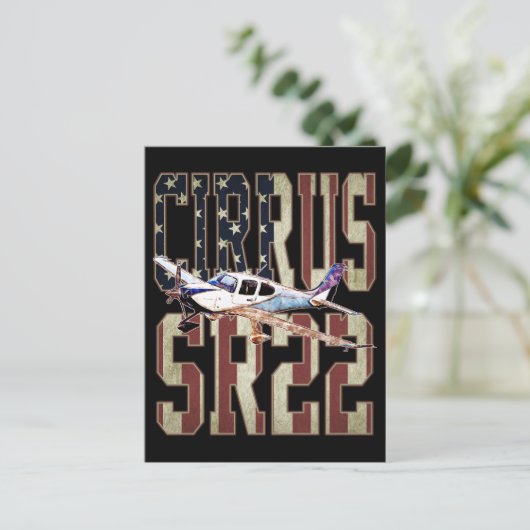 Cirrus SR22 Vliegtuig Vlag van de Verenigde State Briefkaart (Staand voorkant)