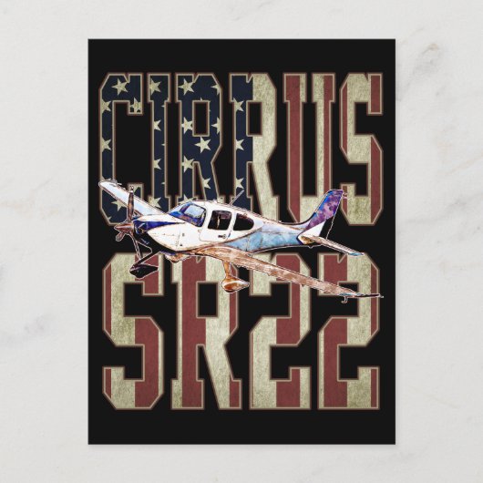 Cirrus SR22 Vliegtuig  Vlag van de Verenigde State Briefkaart (Voorkant)