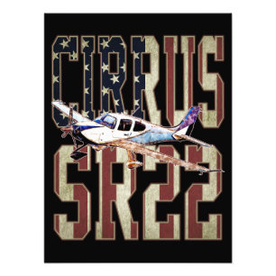 Cirrus SR22 Vliegtuig  Vlag van de Verenigde State Foto Afdruk