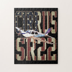 Cirrus SR22 Vliegtuig Vlag van de Verenigde State Legpuzzel