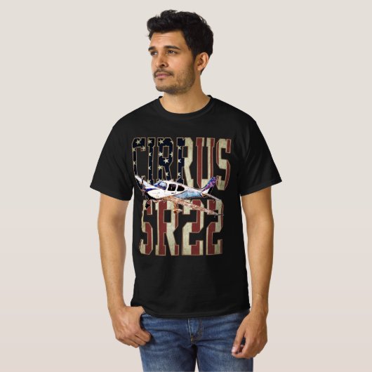 Cirrus SR22 Vliegtuig  Vlag van de Verenigde State T-shirt (Voorkant volledig)