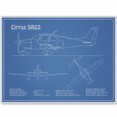 Cirrus SR22 - Vliegtuigblauwdruk Tekenplannen AD Sticker (Voorkant)