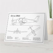 Cirrus SR22 - Vliegtuigblauwdruk Tekenplannen BD Bedankkaart (Voorkant)