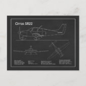 Cirrus SR22 - Vliegtuigblauwdruk Tekenplannen PD Briefkaart (Voorkant)
