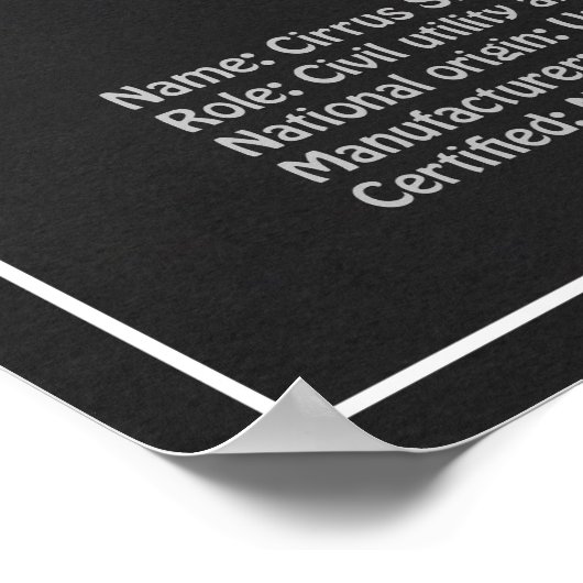 Cirrus SR22 - Vliegtuigblauwdruk Tekenplannen PD Poster (Hoek)