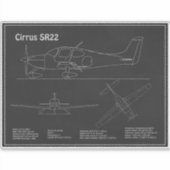 Cirrus SR22 - Vliegtuigblauwdruk Tekenplannen PD Sticker (Voorkant)