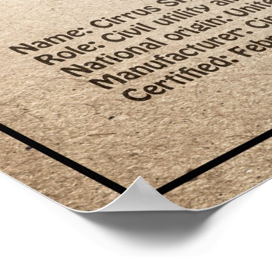 Cirrus SR22T - Vliegtuig Blauwdruk Tekenplannen SD Poster